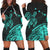 Hawaii Turtle Polynesian Map Plumeria Hoodie Dress Turquoise - AH Black - Polynesian Pride