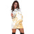 Hawaii Turtle Polynesian Map Plumeria White Background Hoodie Dress - AH - Polynesian Pride