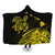 Hawaii Turtle Polynesian Map Plumeria Yellow Hooded Blanket - AH Hooded Blanket White - Polynesian Pride