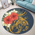 Hawaii Turtle Polynesian Tropical Hibiscus Plumeria Round Carpet - AH - Polynesian Pride