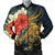 Hawaii Turtle Polynesian Tropical Hibiscus Plumeria Bomber Jacket - AH Black Unisex - Polynesian Pride