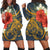 Hawaii Turtle Polynesian Tropical Hibiscus Plumeria Hoodie Dress - AH Black - Polynesian Pride