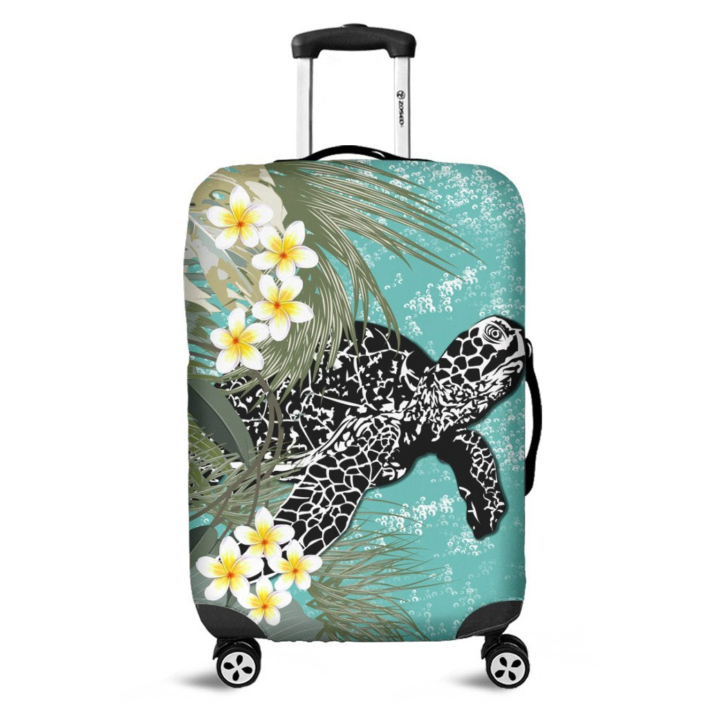 Hawaii Turtle Sea Plumeria Luggage Covers - AH Black - Polynesian Pride