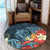 Hawaii Turtle Shark Manta Ray Hibiscus Plumeria Round Carpet - AH - Polynesian Pride