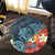 Hawaii Turtle Shark Manta Ray Hibiscus Plumeria Round Carpet - AH - Polynesian Pride