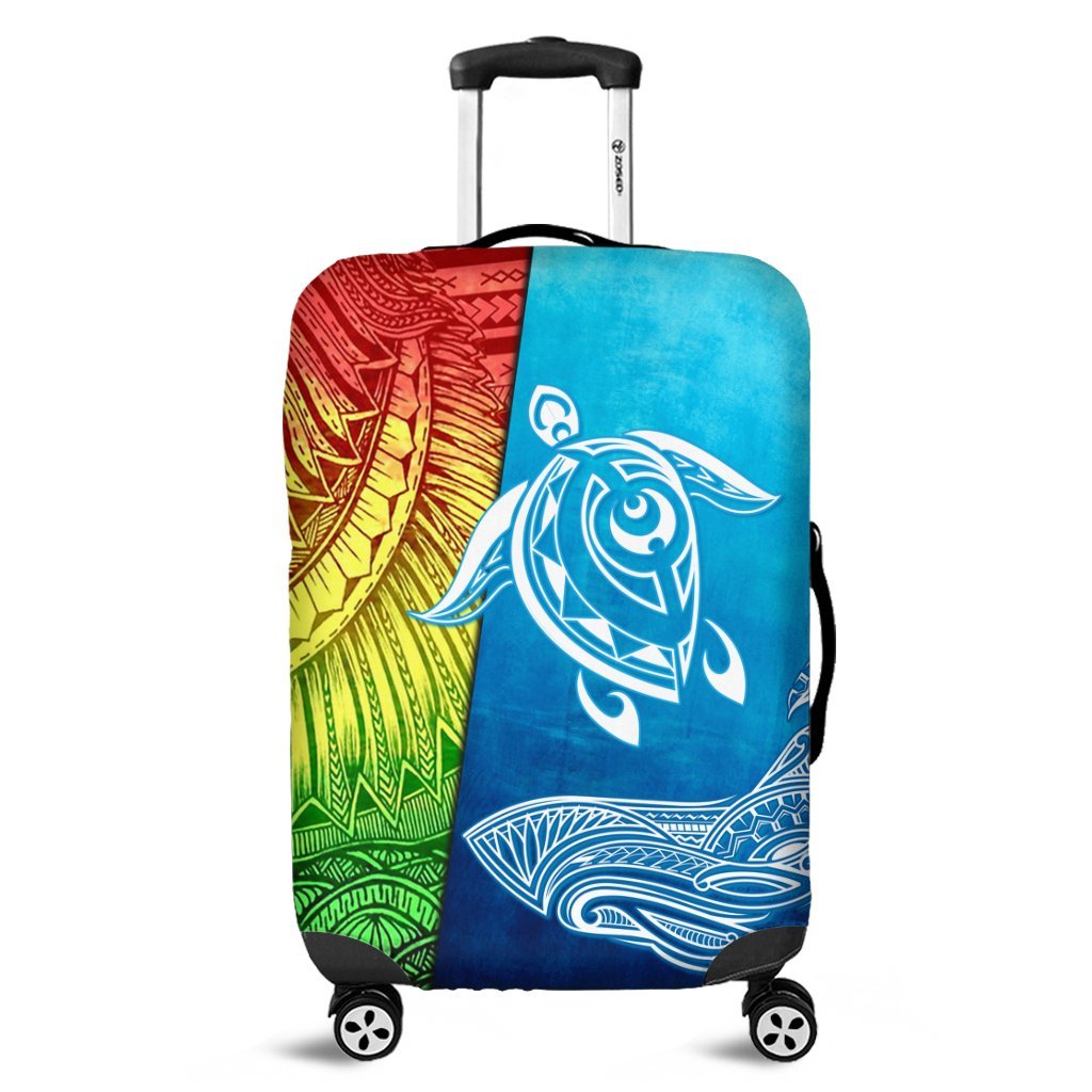 Hawaii Turtle Shark Polynesian And Sea Luggage Covers - AH Black - Polynesian Pride