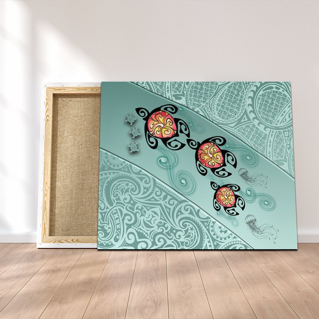 Hawaii Turtle Swimming Tribal Polynesian Canvas - AH - Min Style Canvas Poly-cotton - Polynesian Pride