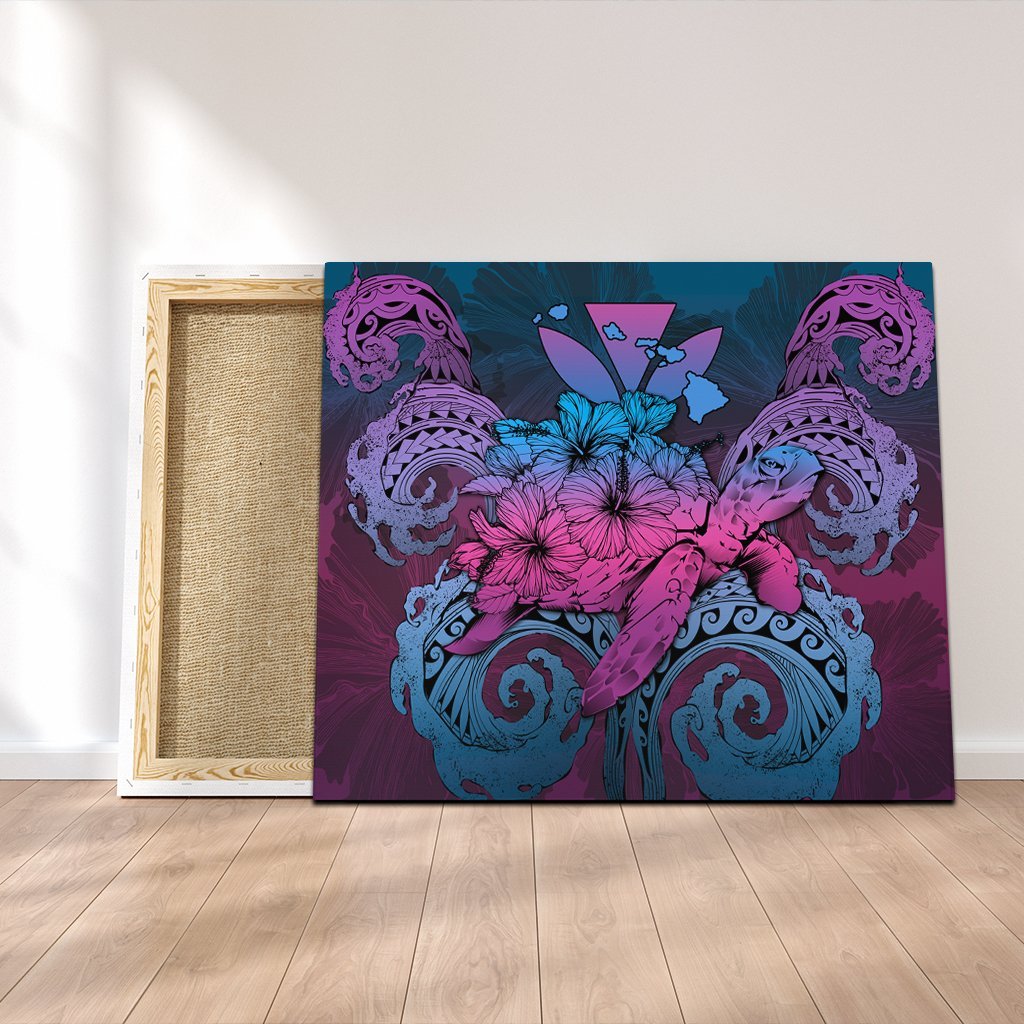 Hawaii Turtle Wave Polynesian Canvas - Hey Style Blue - AH Canvas Poly-cotton - Polynesian Pride