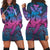 Hawaii Turtle Wave Polynesian Hoodie Dress - Hey Style Blue - AH Black - Polynesian Pride