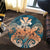 Hawaii Turtle Wave Polynesian Round Carpet - Hey Style Orange - AH - Polynesian Pride