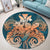 Hawaii Turtle Wave Polynesian Round Carpet - Hey Style Orange - AH - Polynesian Pride