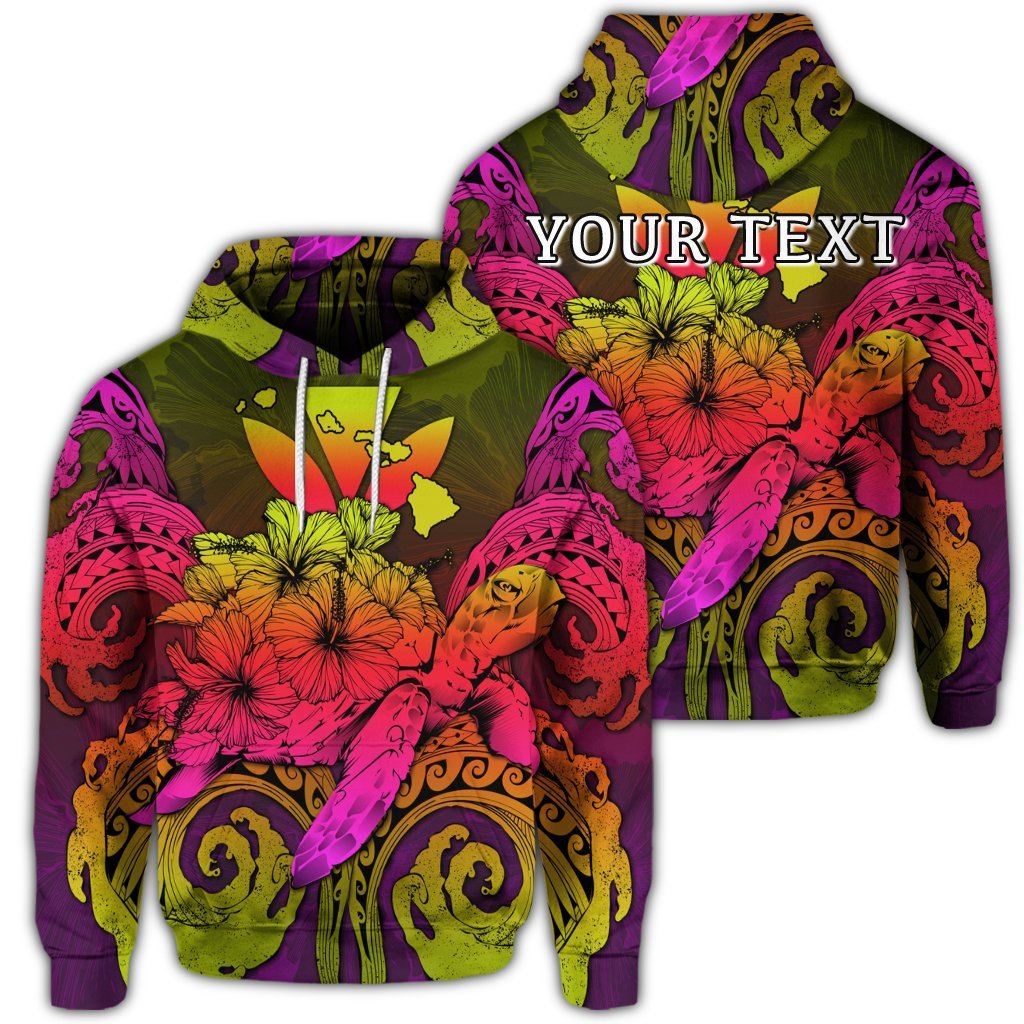 Custom Hawaii Turtle Wave Polynesian Hoodie Hey Style Pinky AH Unisex Art - Polynesian Pride