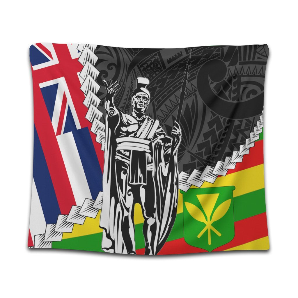 Hawaii Two Flag Kanaka Maoli King Polynesian Tapestry - AH - Polynesian Pride