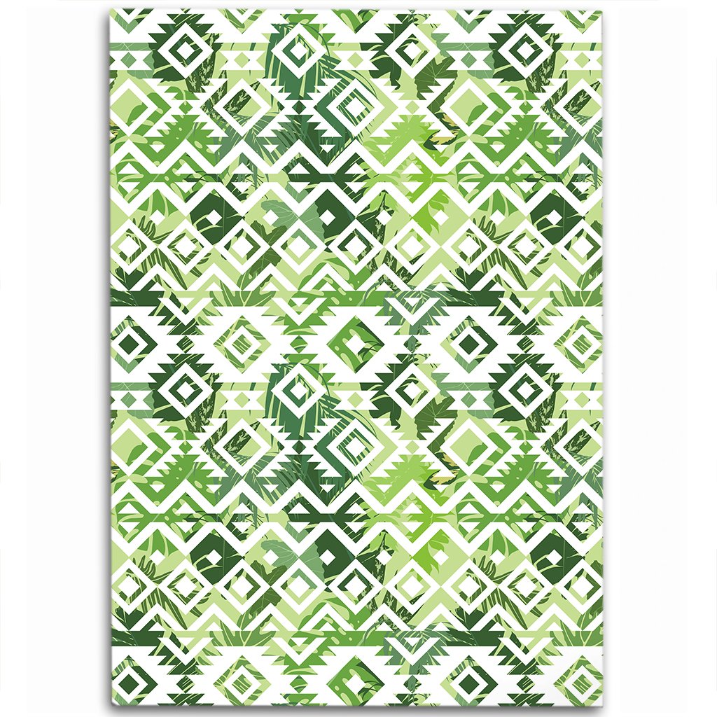 Hawaii White Seamless Ethnic Pattern Monstera Leaf Area Rug - AH Luxurious - Polynesian Pride