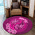 Hawaii Yin Yang Turtle Shark Hibiscus Plumeria Round Carpet - Pink - AH - Polynesian Pride