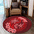 Hawaii Yin Yang Turtle Shark Hibiscus Plumeria Round Carpet - Red - AH - Polynesian Pride