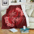 Hawaii Yin Yang Turtle Shark Hibiscus Plumeria Premium Blankets - Red - AH White - Polynesian Pride