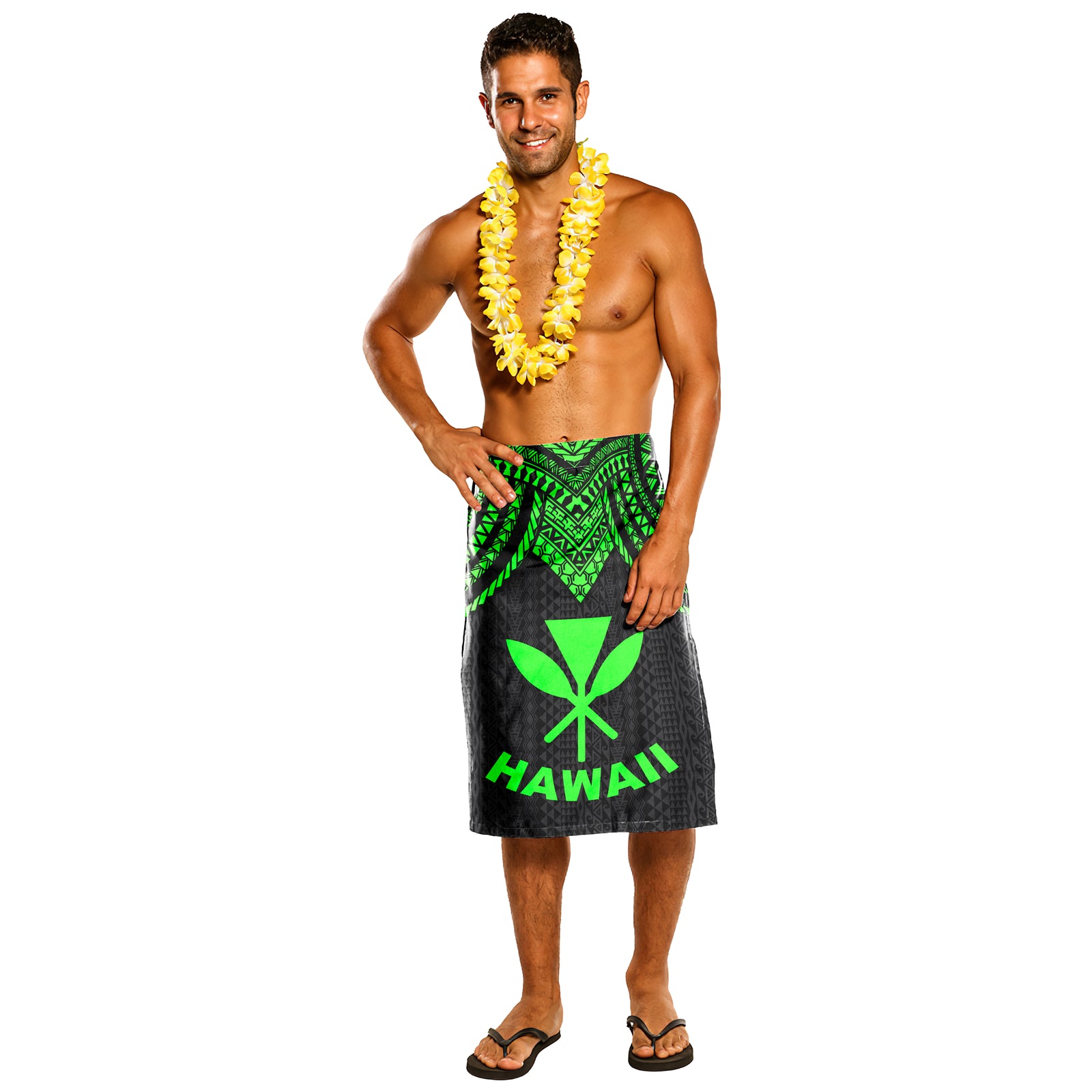 Hawaii Lavalava - Polynesian Armor Style Green Black - Polynesian Pride