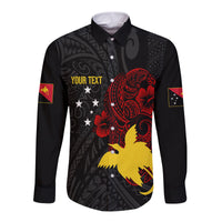 Personalised Papua New Guinea 49th Independence Long Sleeves Button Shirt Tribal Turtle LT7 Unisex Black - Polynesian Pride