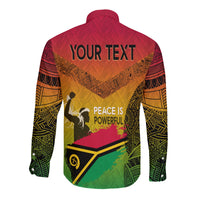 Vanuatu Father Lini Quote Long Sleeves Button Shirt Flag Style - Black LT7 - Polynesian Pride