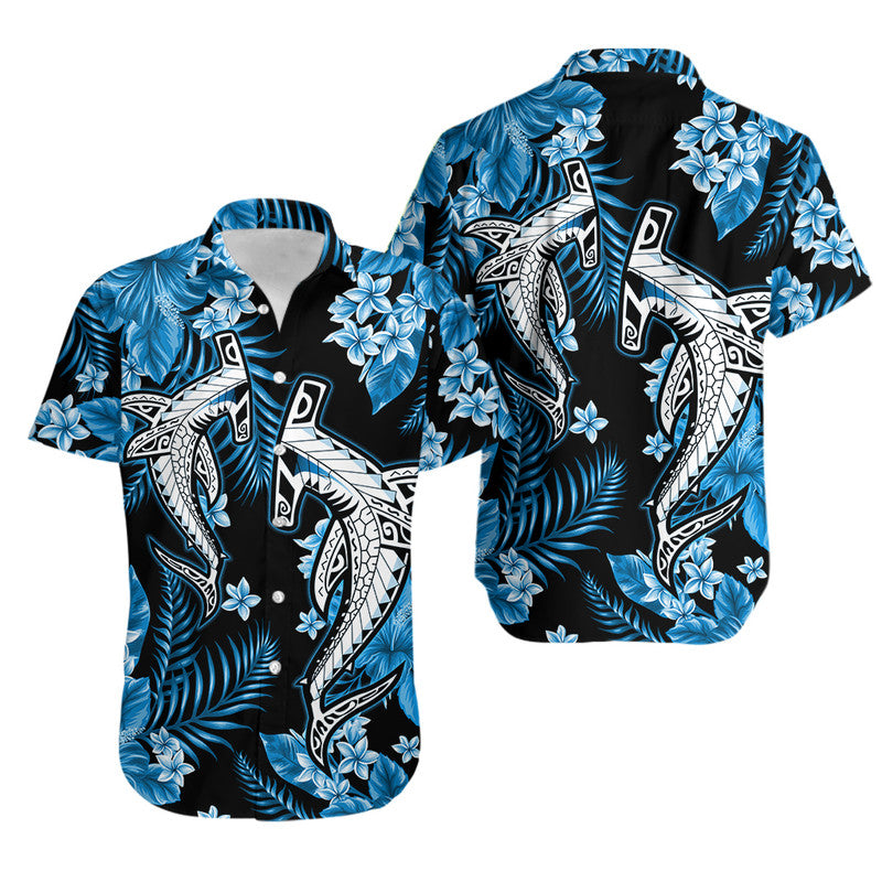 Hawaii Summer Colorful Shark Hawaiian Shirt Light Blue LT6 Blue - Polynesian Pride