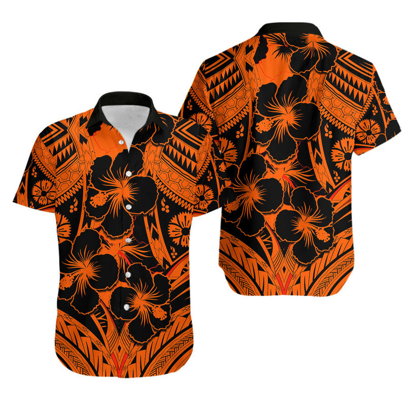 Hibiscus Hawaiian Shirt Fiji Patterns Orange LT6 Unisex Orange - Polynesian Pride