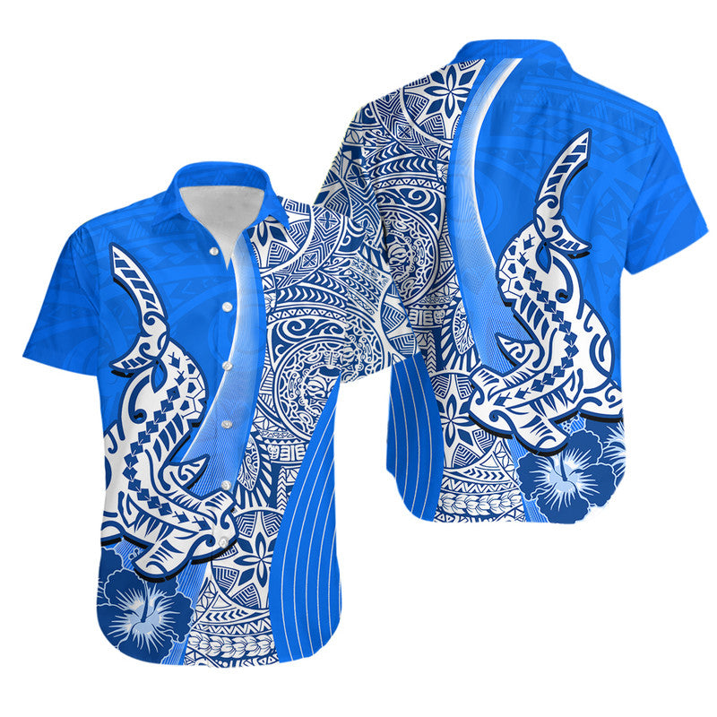Hawaiian Shark Polynesian Matching Dress and Hawaiian Shirt Vibe Blue Style LT6 - Polynesian Pride