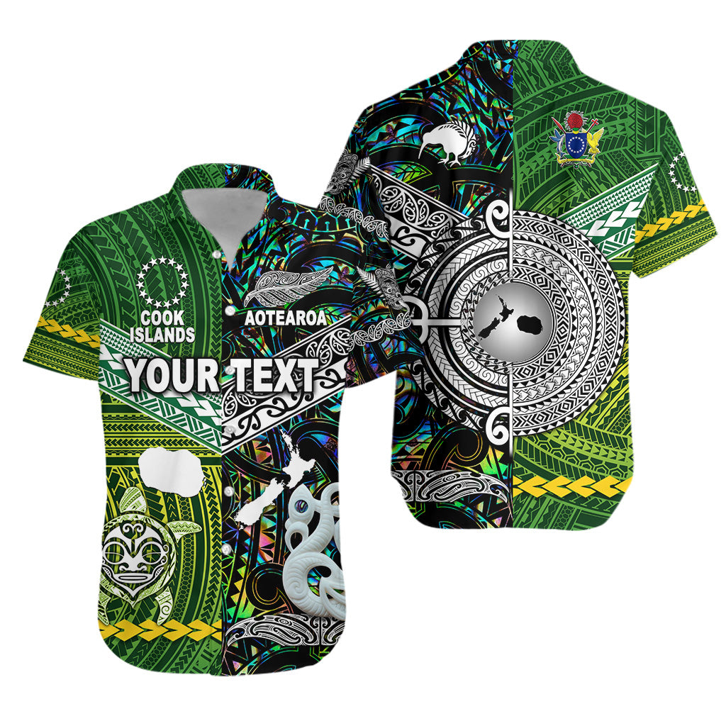 (Custom Personalised) New Zealand Maori Aotearoa Hawaiian Shirt Cook Islands Together - Paua Shell LT8 Unisex Green - Polynesian Pride