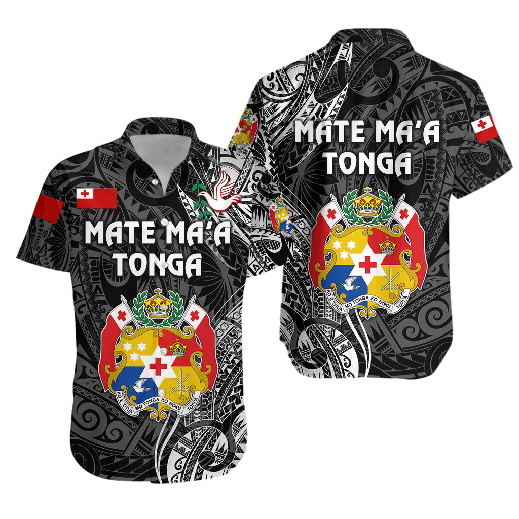 Tonga Coat Of Arms Hawaiian Shirt Simple Vibes - Black LT8 Unisex Black - Polynesian Pride