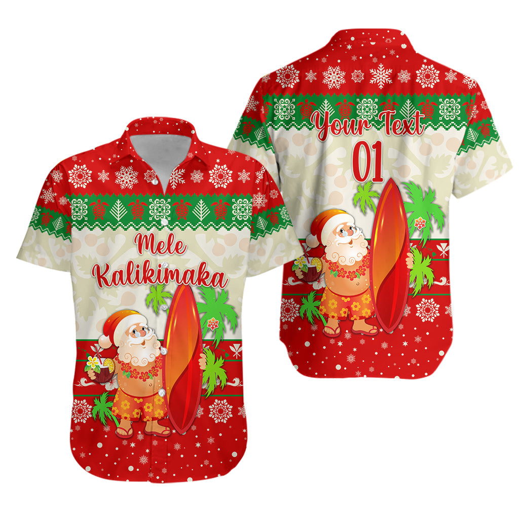 (Custom Personalised) Hawaii Christmas Hawaiian Shirt Santa Claus Surfing Simple Style - Beige Red LT8 - Polynesian Pride