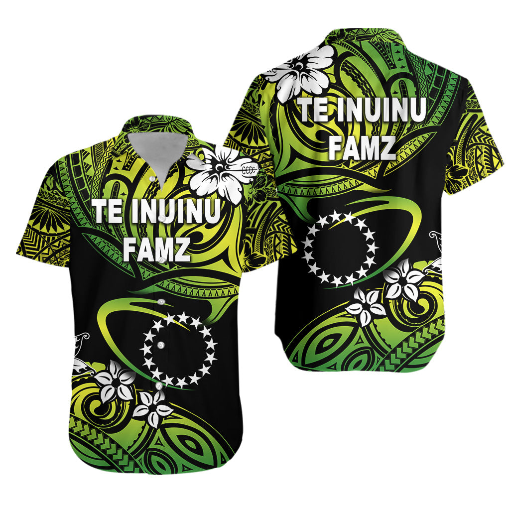 TE INUINU FAMZ - Cook Islands Rugby Hawaiian Shirt Unique Vibes - Green LT8 Unisex Green - Polynesian Pride