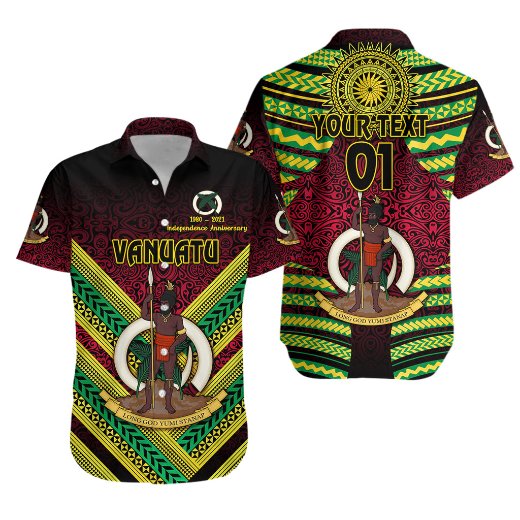 (Custom Personalised) Vanuatu Special Independence Anniversary Hawaiian Shirt Creative Style - Gradient Red, Custom Text And Number LT8 Unisex Red - Polynesian Pride