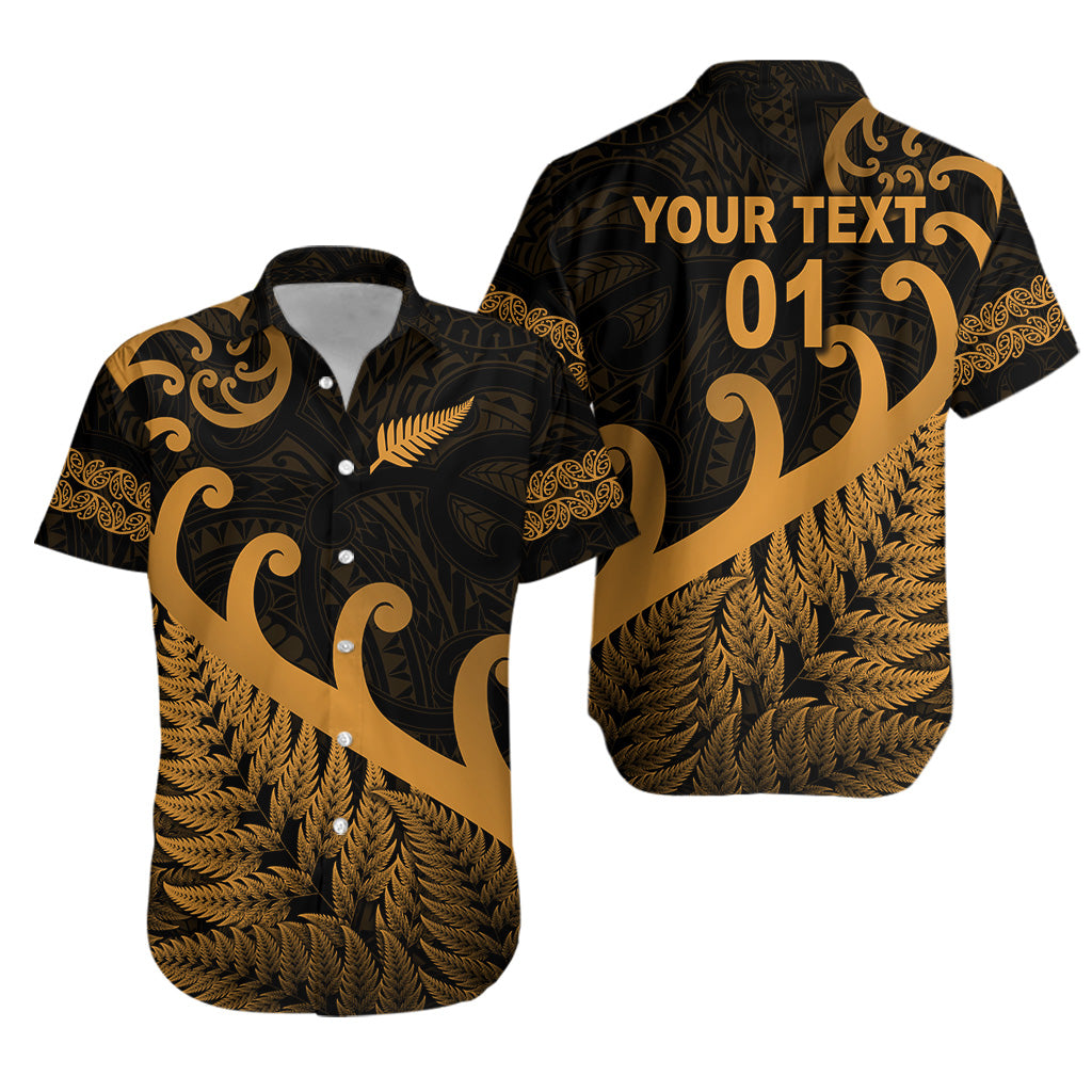 (Custom Personalised) New Zealand Rugby Maori Hawaiian Shirt Silver Fern Koru Vibes - Gold LT8 - Polynesian Pride