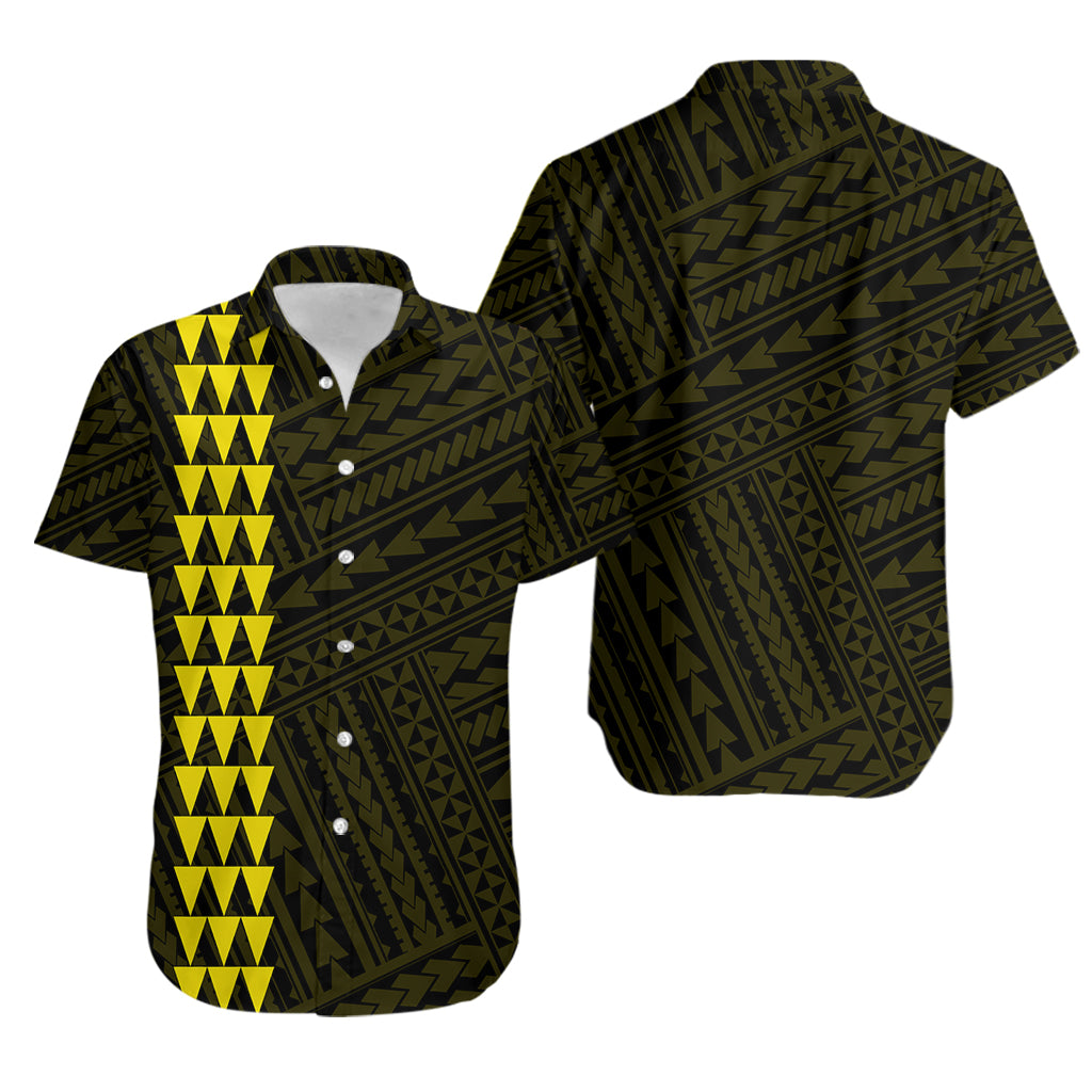 Hawaii Kakau Polynesian Hawaiian Shirt Simple Patterns -Yellow LT6 Unisex Yellow - Polynesian Pride