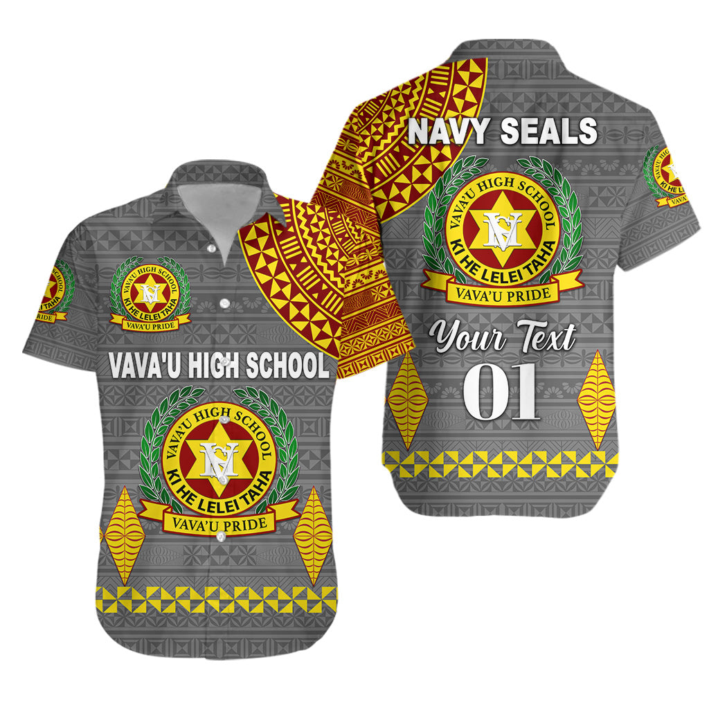 (NAVY SEALS) Tonga Vava'u High School Hawaiian Shirt Simple Style - Grey, Custom Text And Number LT8 Grey - Polynesian Pride