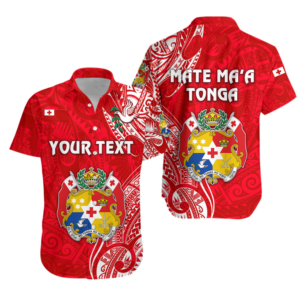 (Custom Personalised) Tonga Coat Of Arms Hawaiian Shirt Simple Vibes - Bright Red LT8 Unisex Red - Polynesian Pride