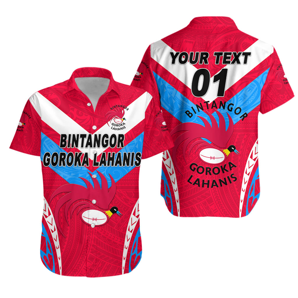 (Custom Personalised) Papua New Guinea Bintangor Goroka Lahanis Hawaiian Shirt Rugby Original Style - Red, Custom Text And Number LT8 Unisex Red - Polynesian Pride