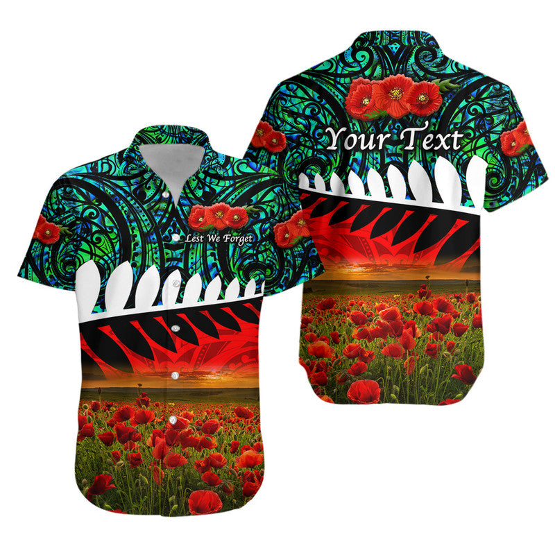 (Custom Personalised) New Zealand Maori ANZAC Hawaiian Shirt Poppy Vibes - Turquoise LT8 Unisex Turquoise - Polynesian Pride