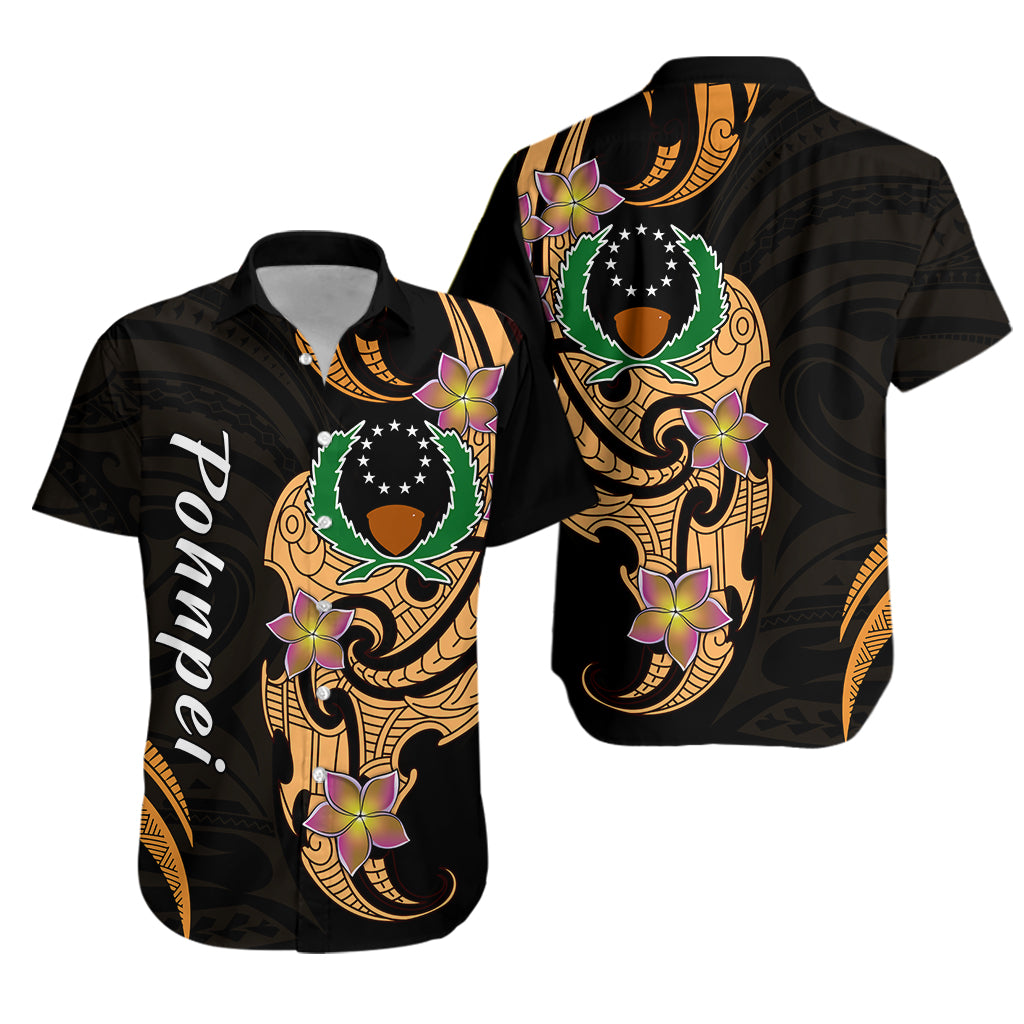 Pohnpei Simple Hawaiian Shirt Tropical Flowers LT13 Unisex Black - Polynesian Pride