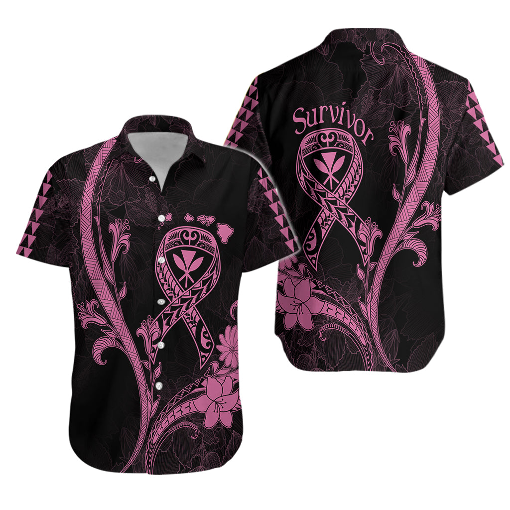 Hawaii Hawaiian Shirt Breast Cancer Survivor Mix Hibiscus LT7 Unisex Black - Polynesian Pride