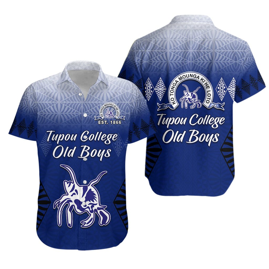 Tupou College Hawaiian Shirt Old Boys Tongan Tapa LT13 Unisex Blue - Polynesian Pride