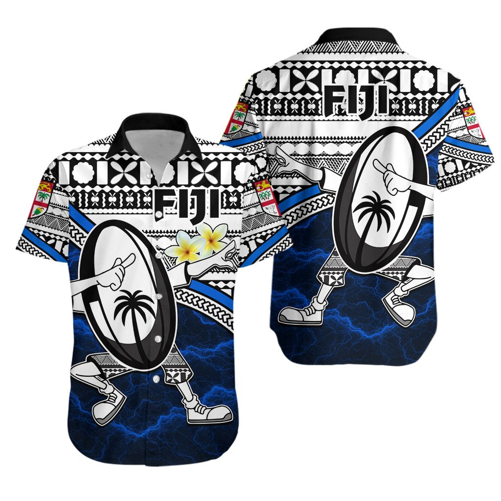 Fiji Rugby Hawaiian Shirt Tapa Cloth Dab Trend Style Unisex Blue - Polynesian Pride