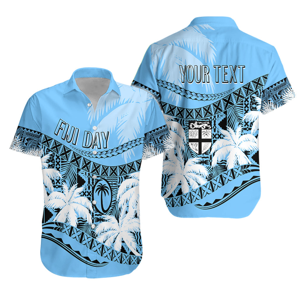 Personalised Fiji Day Hawaiian Shirt Flying Fijians Masi Kesa Style - Turquoise LT7 Unisex Turquoise - Polynesian Pride