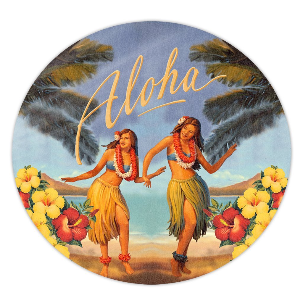 Hawaiian Aloha Hula Girl Hibiscus Polynesian Round Carpet - AH Luxurious Plush - Polynesian Pride