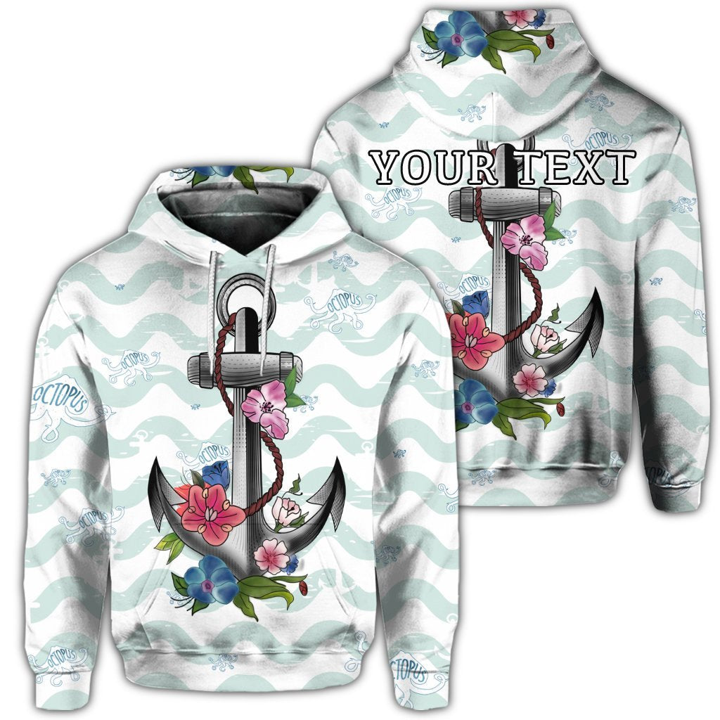 Custom Hawaiian Anchor Hibiscus Wave Hoodie Unisex Art - Polynesian Pride