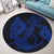 Hawaiian Anchor Poly Tribal Hibiscus Polynesian Round Carpet Blue - AH - Polynesian Pride