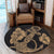 Hawaiian Anchor Poly Tribal Hibiscus Polynesian Round Carpet Gold - AH - Polynesian Pride