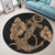 Hawaiian Anchor Poly Tribal Hibiscus Polynesian Round Carpet Gold - AH - Polynesian Pride