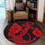 Hawaiian Anchor Poly Tribal Hibiscus Polynesian Round Carpet Red - AH - Polynesian Pride