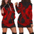 Hawaiian Anchor Poly Tribal Hibiscus Polynesian Hoodie Dress Red - AH Black - Polynesian Pride